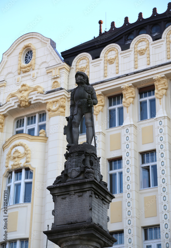 Bratislava in Slovakia Ancient statue in the main square of the