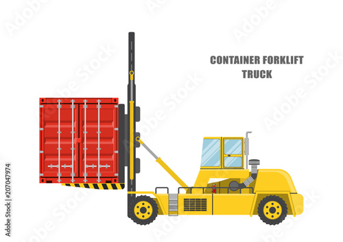 Vector illustration.Cotainer forklift truck.