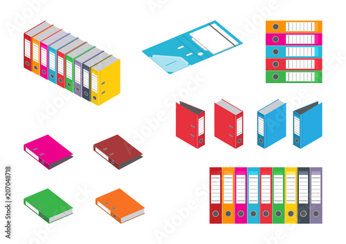 Vector illustration. Set of colorful binder in different planes.