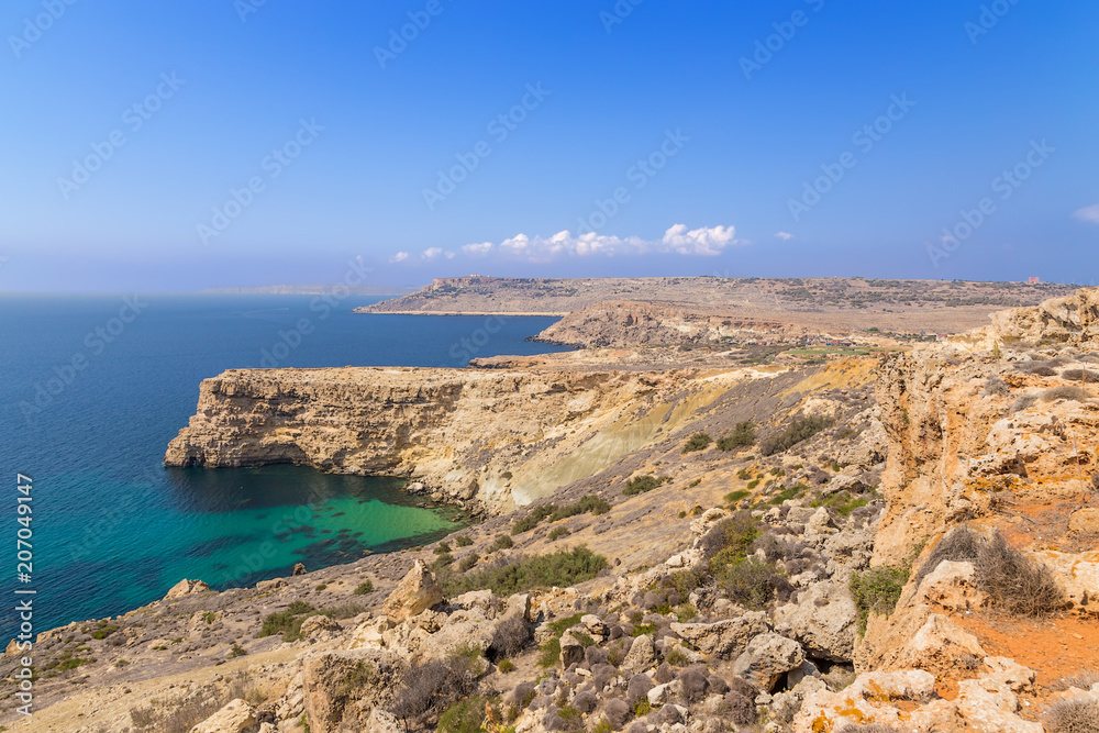 Mellieha, Malta. Picturesque beach in the north-west of the island