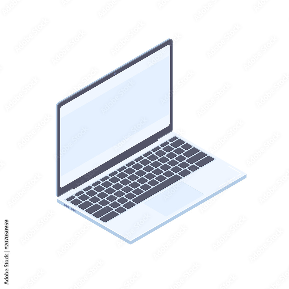 Isometric laptop isolated on white background Isometric laptop isolated on white background