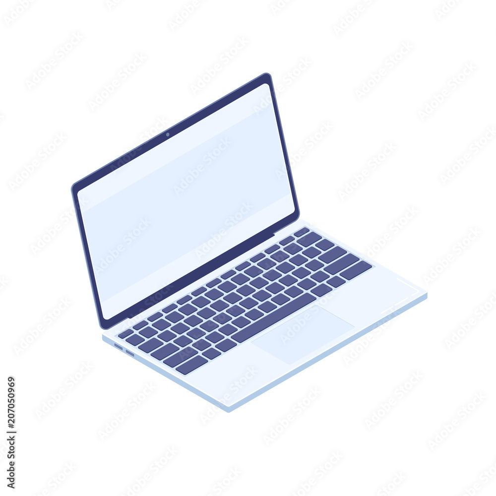 Isometric laptop isolated on white background - obrazy, fototapety, plakaty 