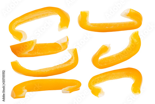 Tableau sur toile Collection of fresh slised sweet peppers bell over white