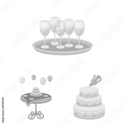 Event Organisation monochrome icons in set collection for design.Celebration and Attributes vector symbol stock web illustration.