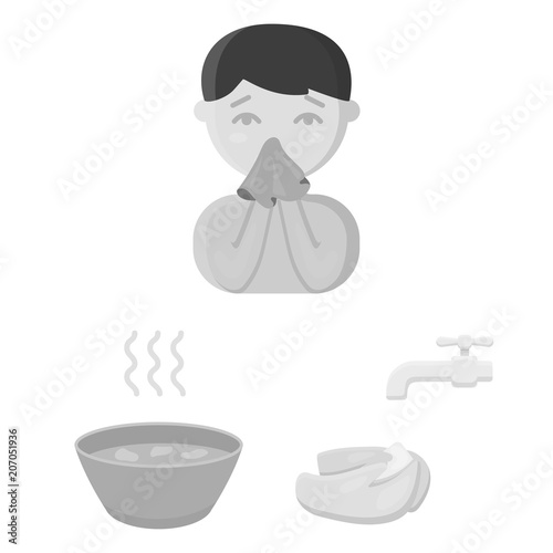 The sick man monochrome icons in set collection for design.Illness and treatment vector symbol stock web illustration.