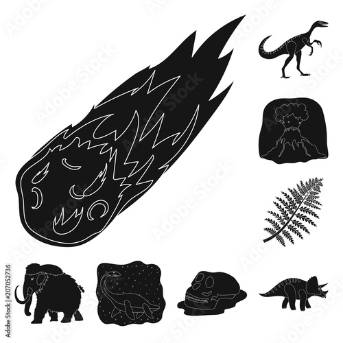 Different dinosaurs black icons in set collection for design. Prehistoric animal vector symbol stock web illustration.