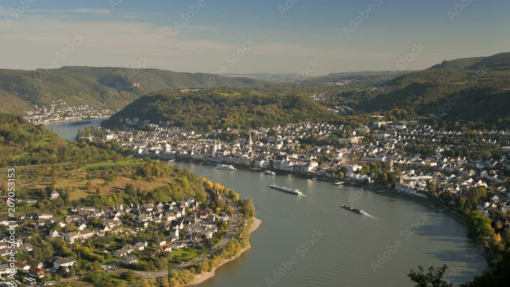View over Boppard and the  River Rhine, Rhineland-Palatinate, Germany