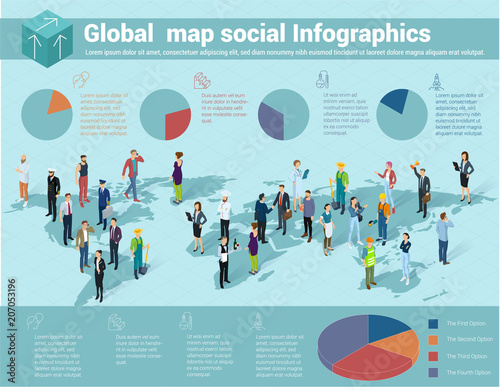 Global world isometric map.