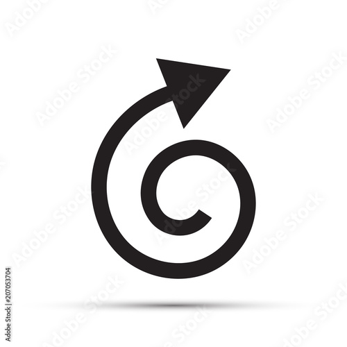 Black spiral arrow on a white
