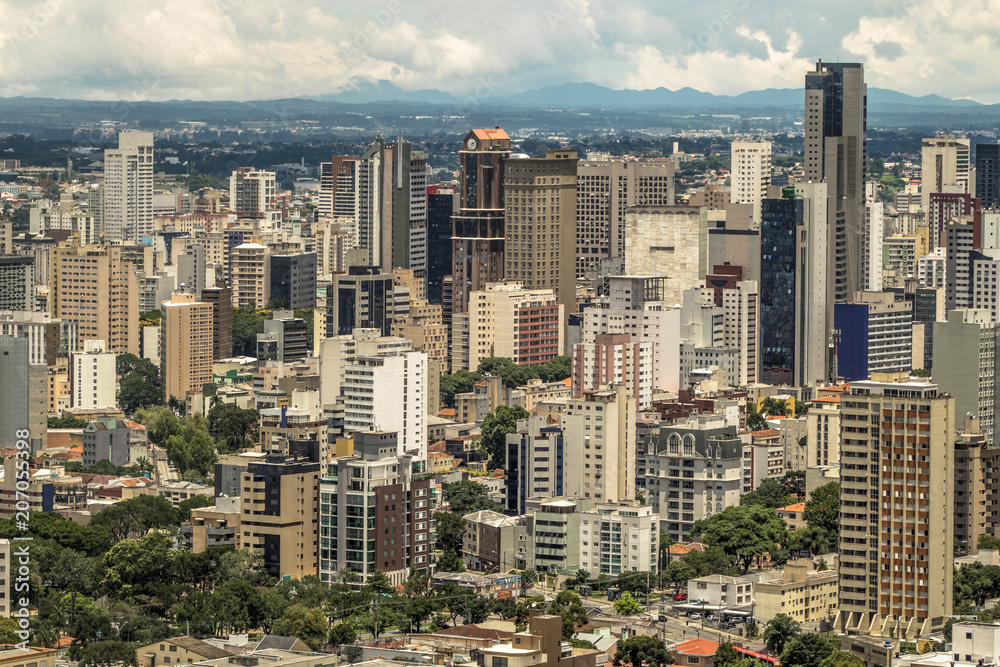 Skyline of Curitiba city in Parana State