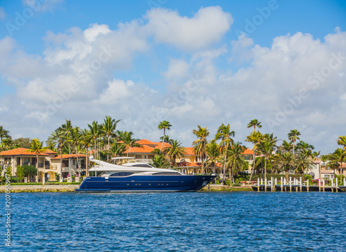 Blue Yacht at Coastal Mansion