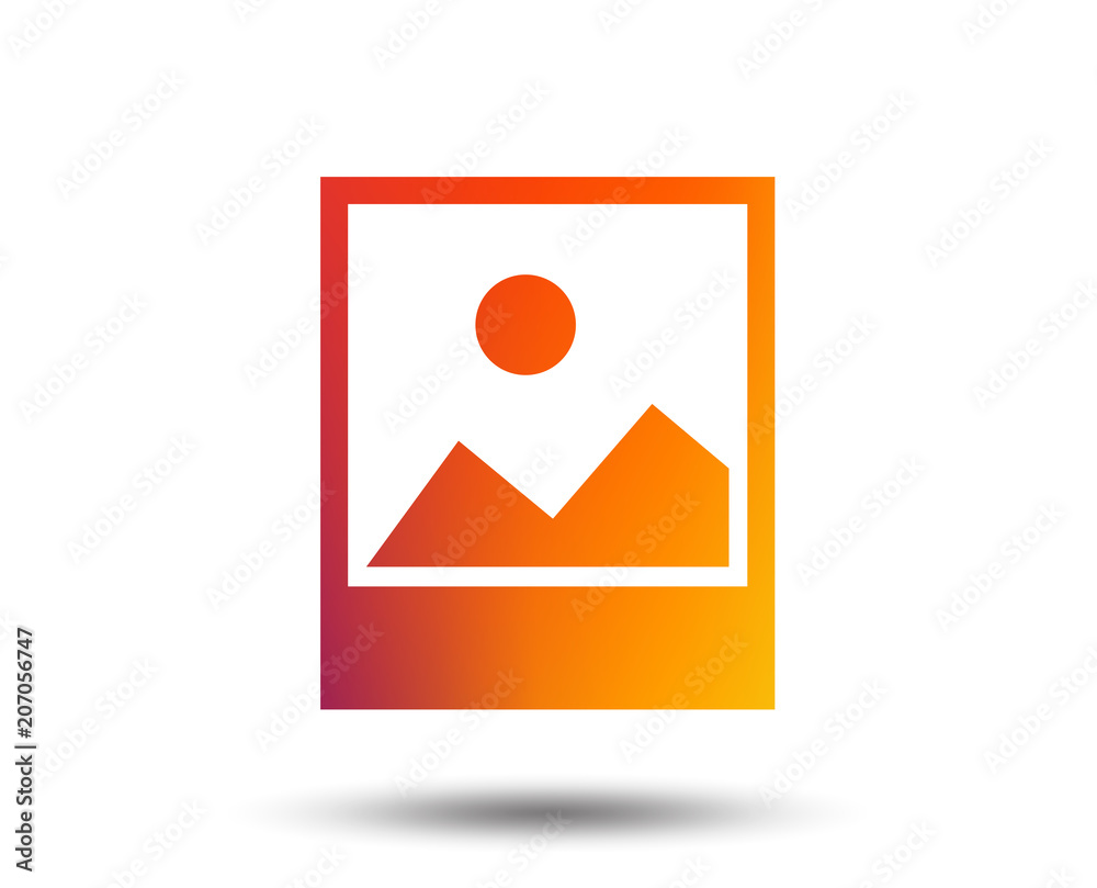 Photo frame template with landscape sign icon. Nature photography symbol. Blurred gradient design element. Vivid graphic flat icon. Vector Photo frame template with landscape sign icon. Nature photography symbol. Blurred gradient design element. Vivid graphic flat icon. Vector