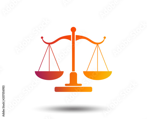 Scales of Justice sign icon. Court of law symbol. Blurred gradient design element. Vivid graphic flat icon. Vector