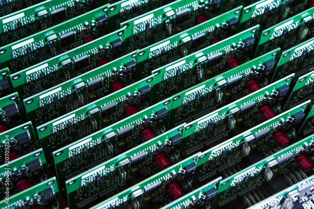 Electronics Concepts. Batch of Ready Printed Circuit Boards with Surface Mounted Components. Electronics Concepts. Batch of Ready Printed Circuit Boards with Surface Mounted Components.