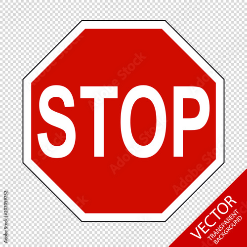 Verkehrszeichen 206 Halt! Stop Vorfahrt gewähren - Vektor Grafik - Freigestellt auf  transparentem Hintergrund
