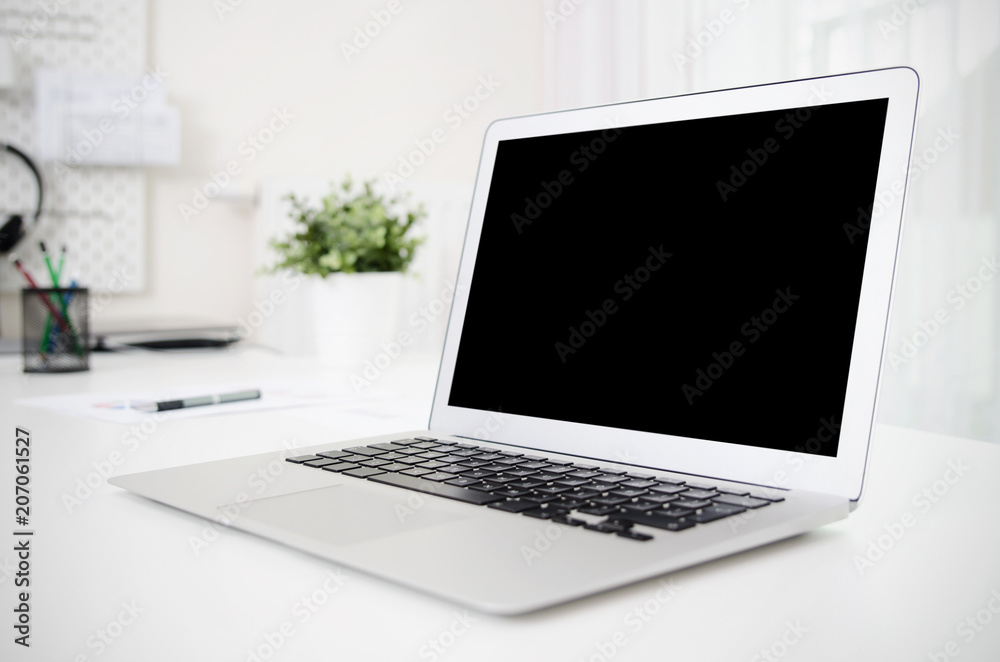 Fototapeta premium Laptop mockup, blank, black screen.