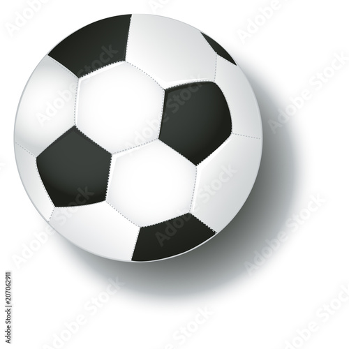 Soccer football ball and shadow isolated on white background vector.