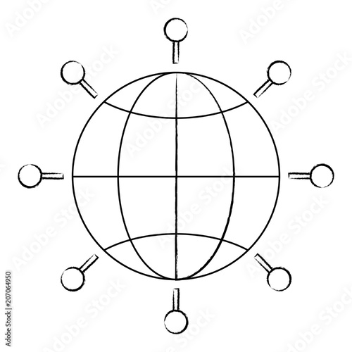 global sphere icon, interactivity symbol. over white background, vector illustration