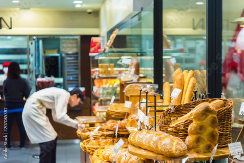 Photography Bread on the shelves in the store, Kyoto, Japan.
