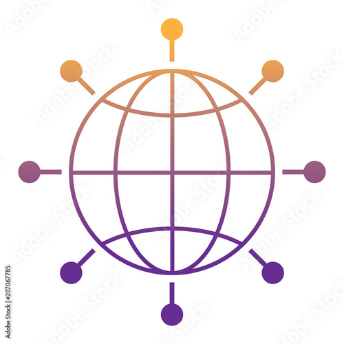 global sphere icon, interactivity symbol. over white background, vector illustration