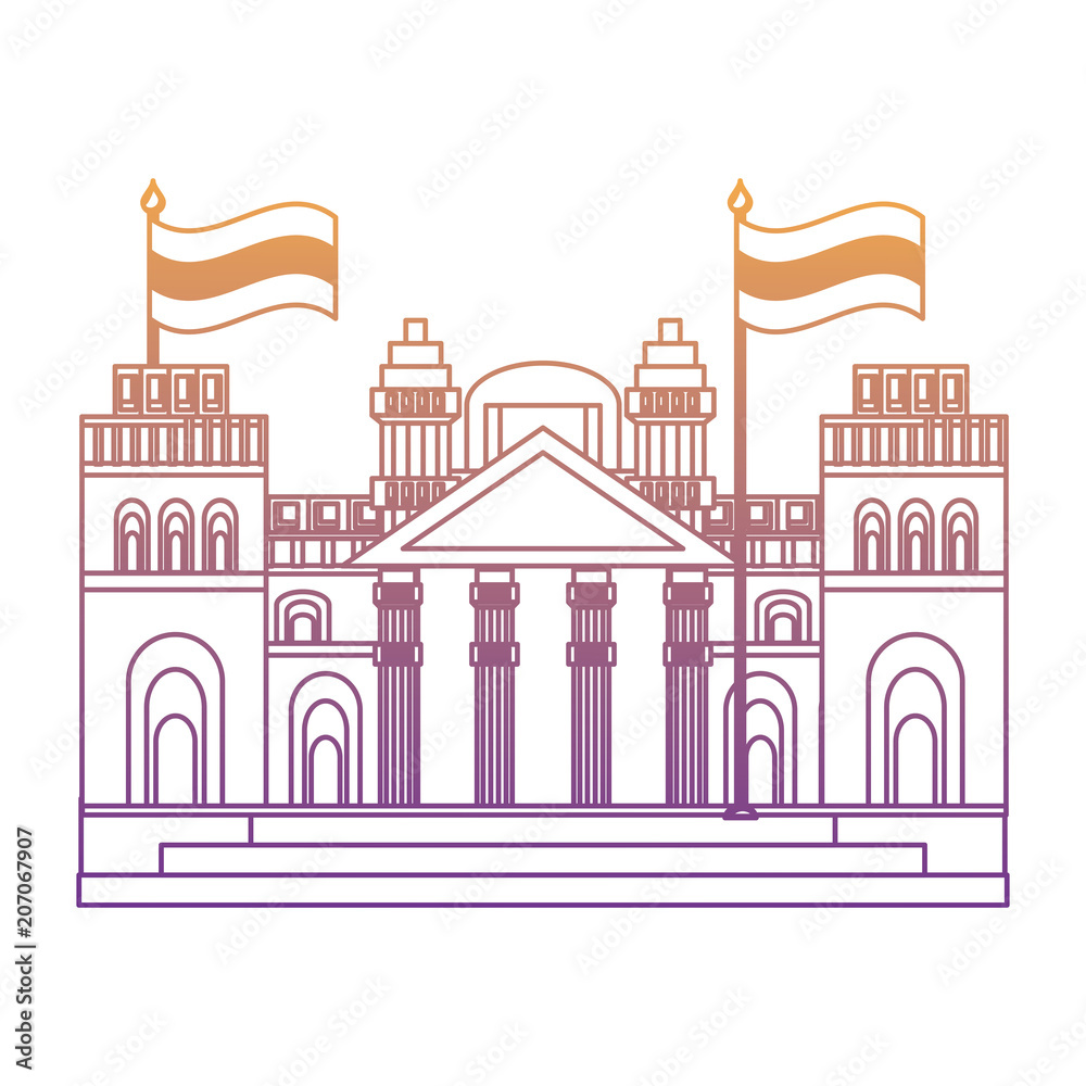 Reichstag building icon over white background, vector illustration