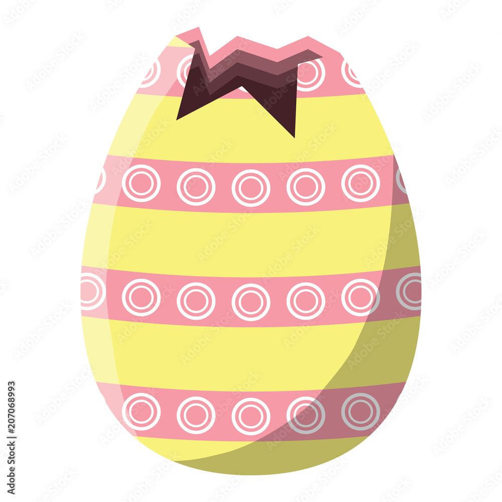 broken easter egg with dots over white background, colorful design. vector illustration