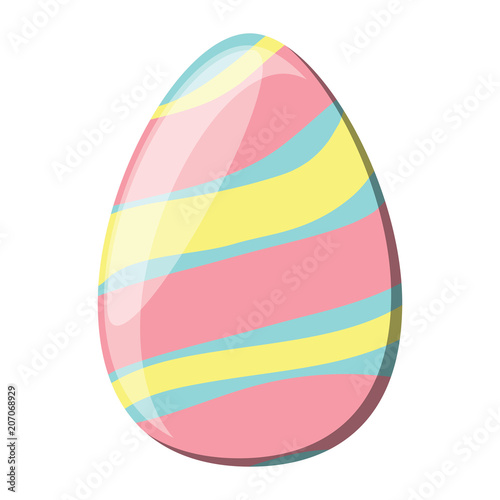 striped easter egg icon over white background, colorful design. vector illustration