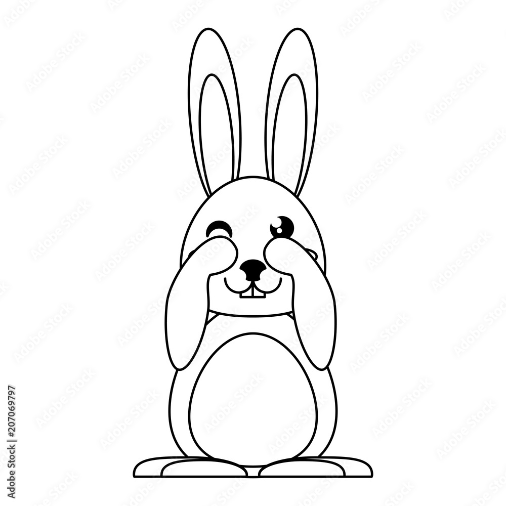 Fototapeta premium cute rabbit icon over white background, vector illustration