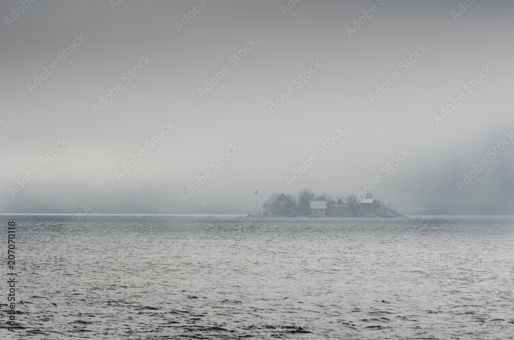 Fog rolling past an island