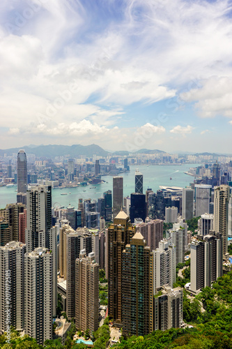 Cityscape from Victoria Peak over financial district of Hong Kong