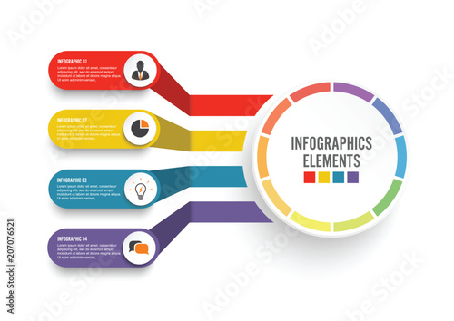 Vector infographic template with 3D paper label, integrated circles. Business concept with options. For content, diagram, flowchart, steps, parts, timeline infographics, workflow layout, chart