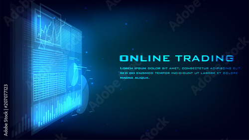Hologram infographic, online trade, e-commerce, user interface, internet