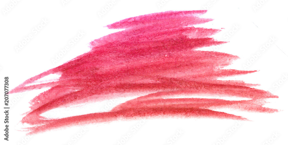 Red watercolor texture element. brush strokes