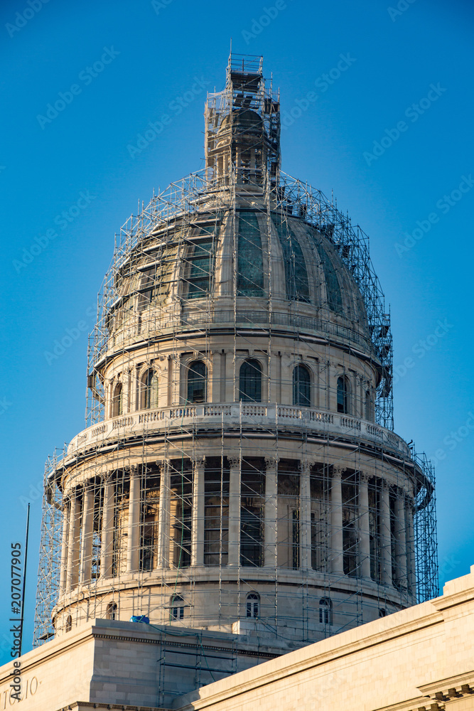 Naklejka premium Cuban capital building is under renovation in December 2017