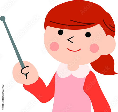 Pointing girl with ponytail 3