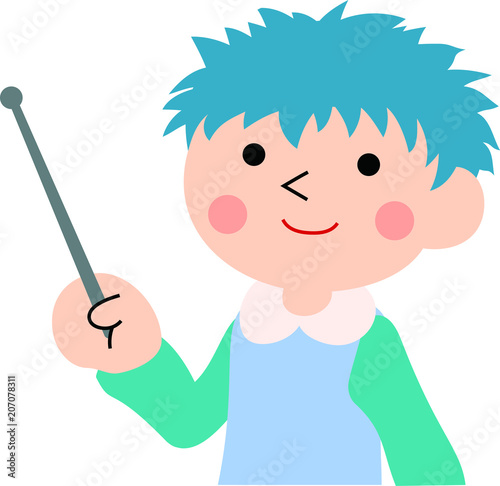 Pointing boy with spiky hair 2