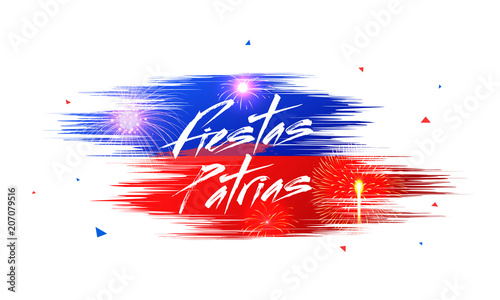 Independence Day of Chile, concept with text Fiestas Patrias.