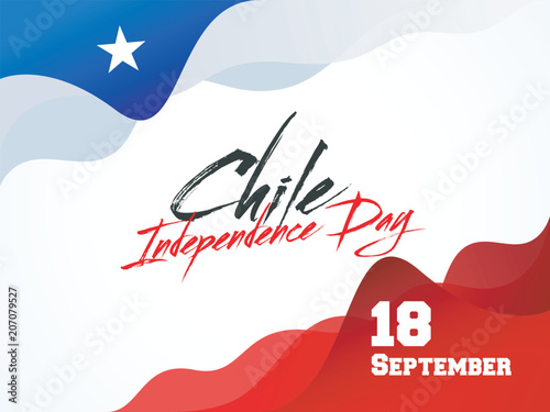 Independence Day of Chile Background Design with waving pattern and text 18 September.