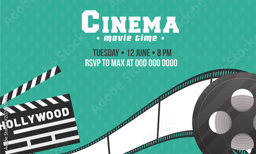 Cinema, movie time flyer, poster or banner design.