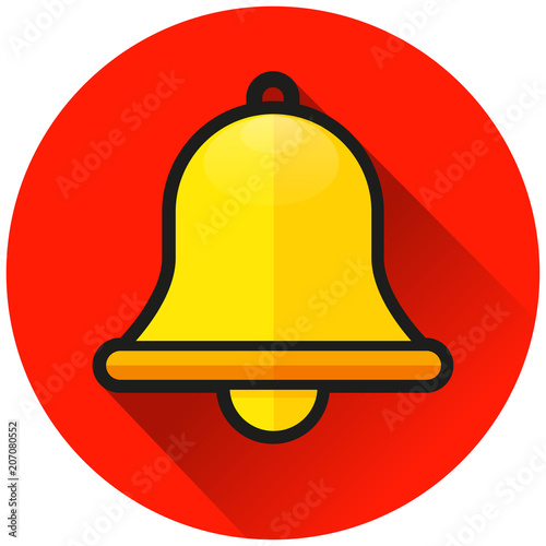 bell circle red flat icon