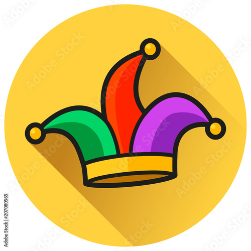 jester hat circle flat icon