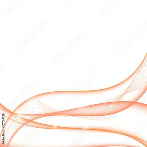Wave orange transparent abstract on white background with copy space, vector illustration EPS10