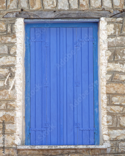 Greece, vibrant blue door detail