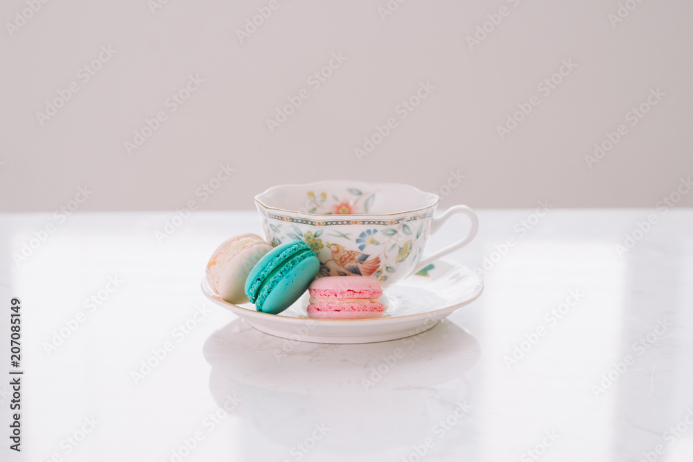French dessert for served with afternoon tea or coffee break. French dessert for served with afternoon tea or coffee break.
