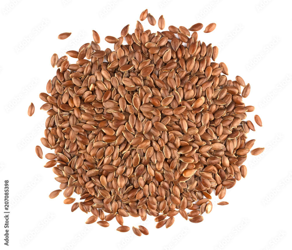 Linseed on a white background. Also known as Linseed, Flaxseed and Common Flax. Pile of grains, isolated white background. Linseed on a white background. Also known as Linseed, Flaxseed and Common Flax. Pile of grains, isolated white background.