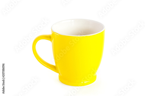 Yellow coffee mug, isolated