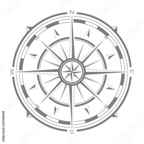 vector icon with compass rose for your design