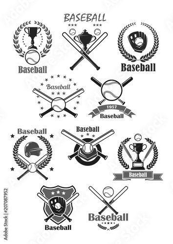 Baseball sport vector icons or tournament badges