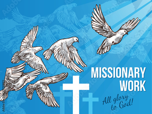 White dove banner for World Peace Day design