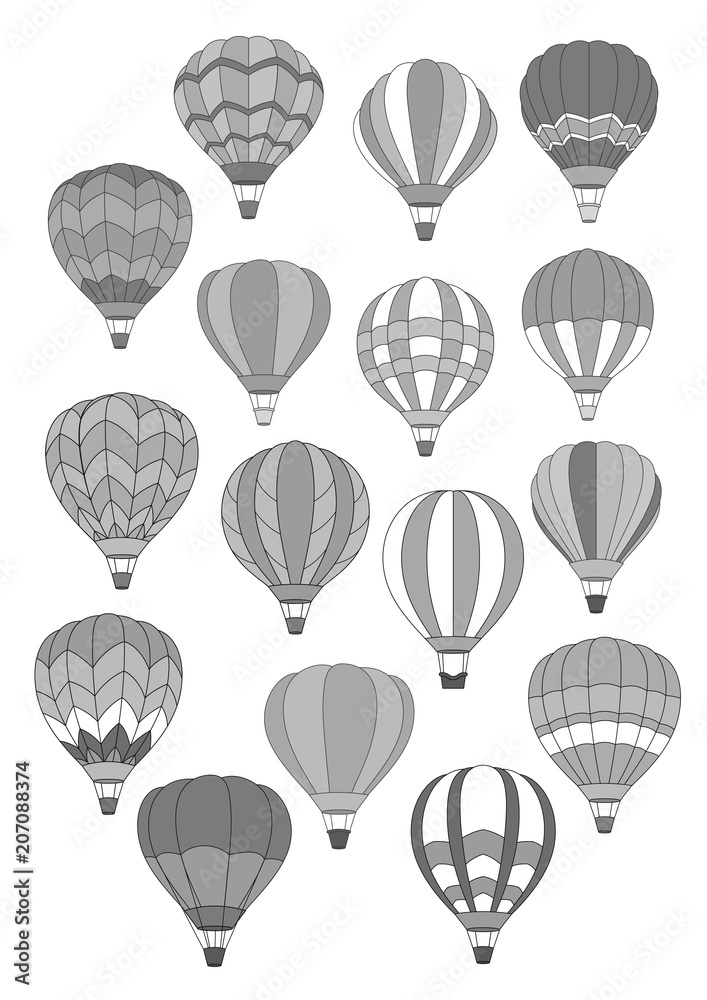 Air balloon isolated vector icons set Air balloon isolated vector icons set